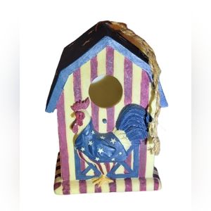 America, Patriotic Red, White and Blue 4th of July Resin Rooster Birdhouse Decor